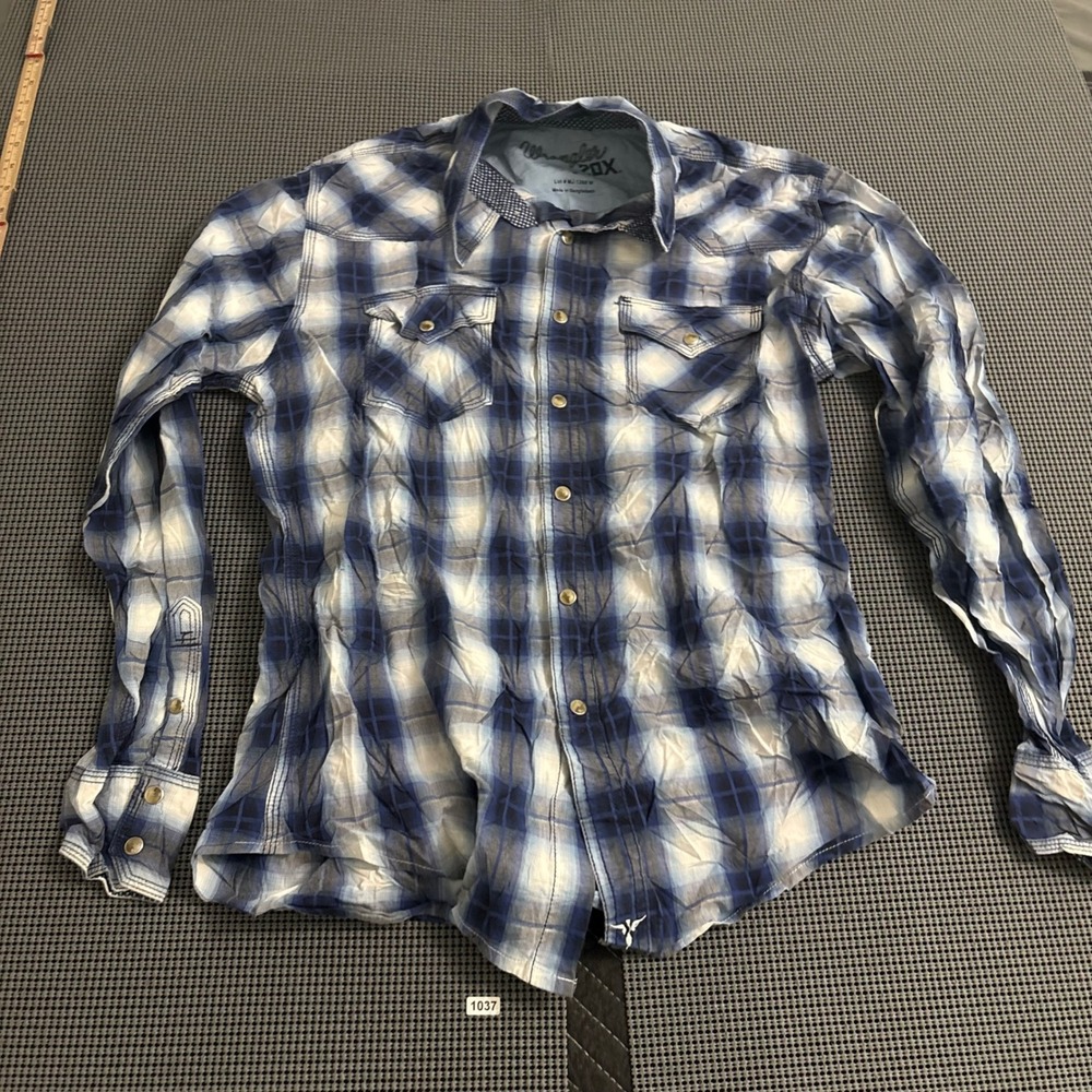 Wrangler 20X Mens Blue Plaid Western Snap Front Shirt MJ1268M Cowboy Casual M